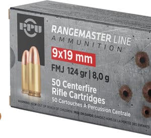 PPU RANGEMASTER 9MM LUGER - 124GR FMJ 50RD 20BX/CS