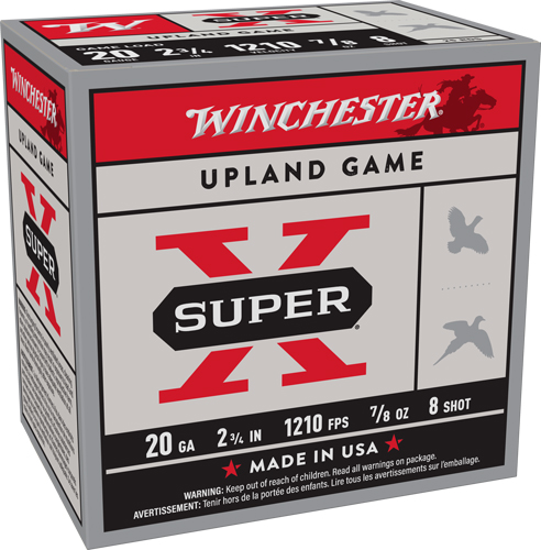 WINCHESTER SUPER-X 20GA 2.75" - 7/8OZ #8 1210FPS 250RD CASE