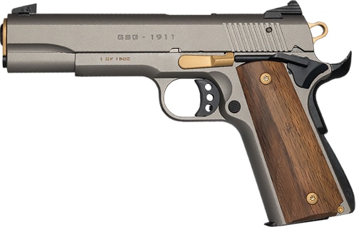 GERMAN SPORT 1911 15TH AN 22LR - 5" GREY/GOLD WOOD GRIPS 10RD - Image 2