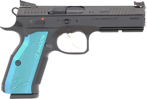CZ CUSTOM SHADOW 2 ACCU 9MM FS - 17-SHOT BLACK POLY BLUE GRIPS - Image 3