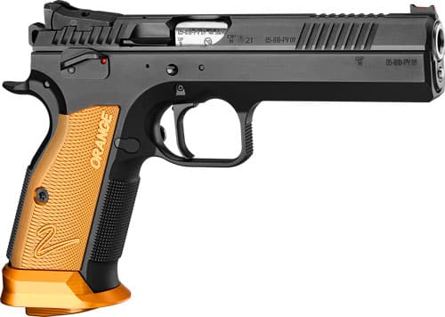 CZ TS2 SA 9MM FS 20-SHOT - BLACK POLYCOAT ORANGE GRIP