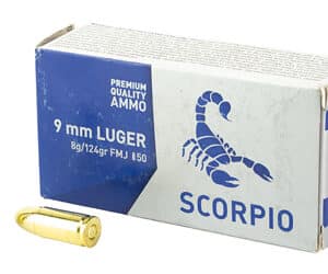 SCORPIO AMMO 9MM 124GR FMJ 50/1000