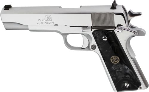 IVER JOHNSON 1911A1 45ACP 5" - FS 8RD CHROME BLK PEARL GRIPS
