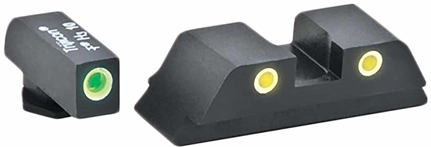 AmeriGlo GL5115 Classic Tritium Sight Set for Glock Green Tritium White Outline Front Sight-Yellow Tritium White Outline Rear Sight