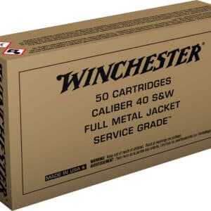 Winchester Ammo SG40W Service Grade 40S&W 165gr Full Metal Jacket Flat Nose 50 Per Box/10 Case