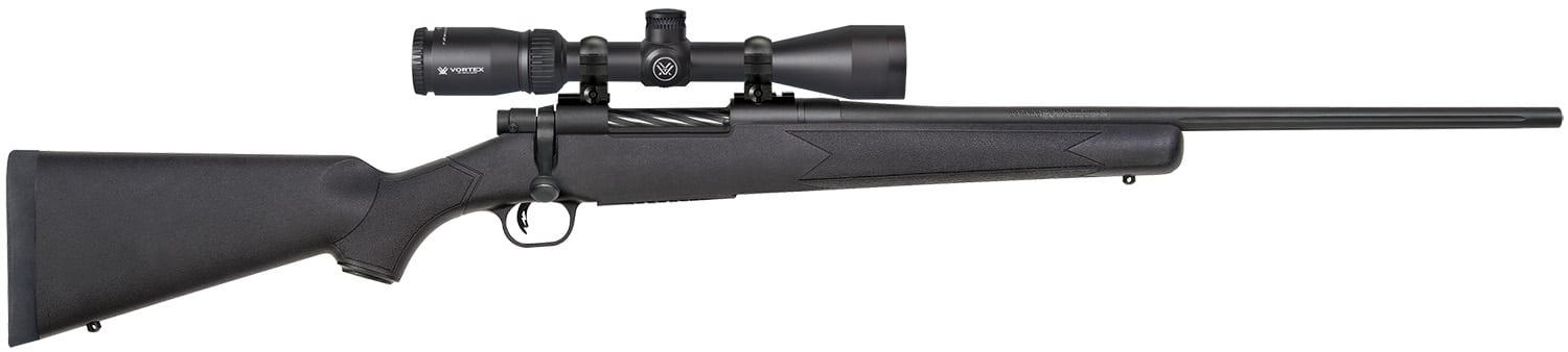 Mossberg 28052 Patriot 22-250 Rem Caliber with 5+1 Capacity, 22" Fluted Barrel, Matte Blued Metal Finish & Black Synthetic Stock Right Hand (Full Size) Includes Vortex Crossfire II 3-9x40mm Scope