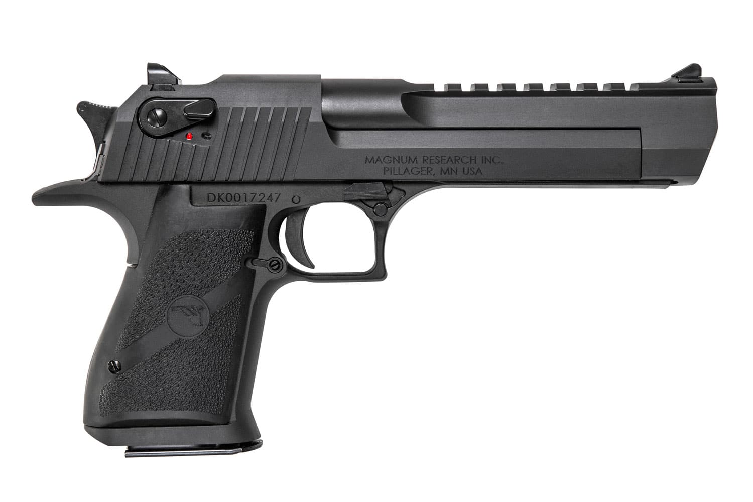 Magnum Research DE429 Desert Eagle Mark XIX 429 DE 7+1, 6" Black Steel Barrel, Matte Black Serrated Carbon Steel Slide & Frame w/Beavertail, Black Rubber Grip, Manual Thumb Safety, Right Hand