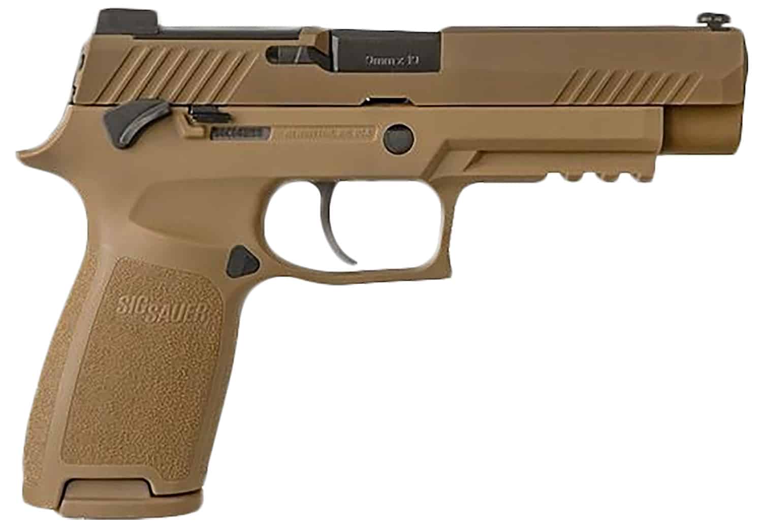 Sig Sauer 320F9M17MSMA P320 M17 *MA Compliant 9mm Luger Caliber with 4.70" Barrel, 10+1 Capacity, Overall Coyote PVD Finish Stainless Steel, Picatinny Rail Frame, Serrated Slide & Polymer Grip