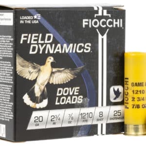 Fiocchi 20GT8 Field Dynamics Dove & Quail 20Gauge 2.75" 7/8oz 8Shot 25 Per Box/10 Case