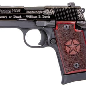 Sig Sauer 9389TXSAMBI P938 Texas Engraved Silver 9mm Luger 3" 7+1 Black Aluminum Frame Black Nitron Stainless Steel with Silver Accents Slide Redwood Grip Night Sights