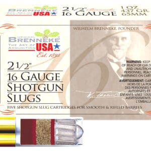 Brenneke SL162BR Brenneke 16 16Gauge 2.50" 1oz Slug Shot 5 Per Box/50 Case