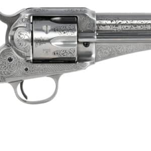 Taylors & Company 550408 1875 Army Outlaw 45 Colt (LC) Caliber with 5.50" Barrel, 6rd Capacity Cylinder, Overall White Engraved Finish Steel & Walnut Grip