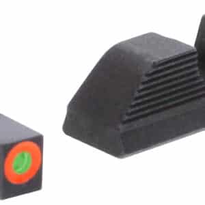 AmeriGlo GL5353 Protector Sight Set for Glock  Green Tritium Orange Outline Front Sight-Black Serrated Rear Sight