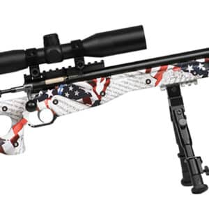 Crickett KSA2153 Precision Complete Package 22 LR 1rd 16.12" Blued American Flag & Amendment Fixed Thumbhole Stock Right Hand (Youth)