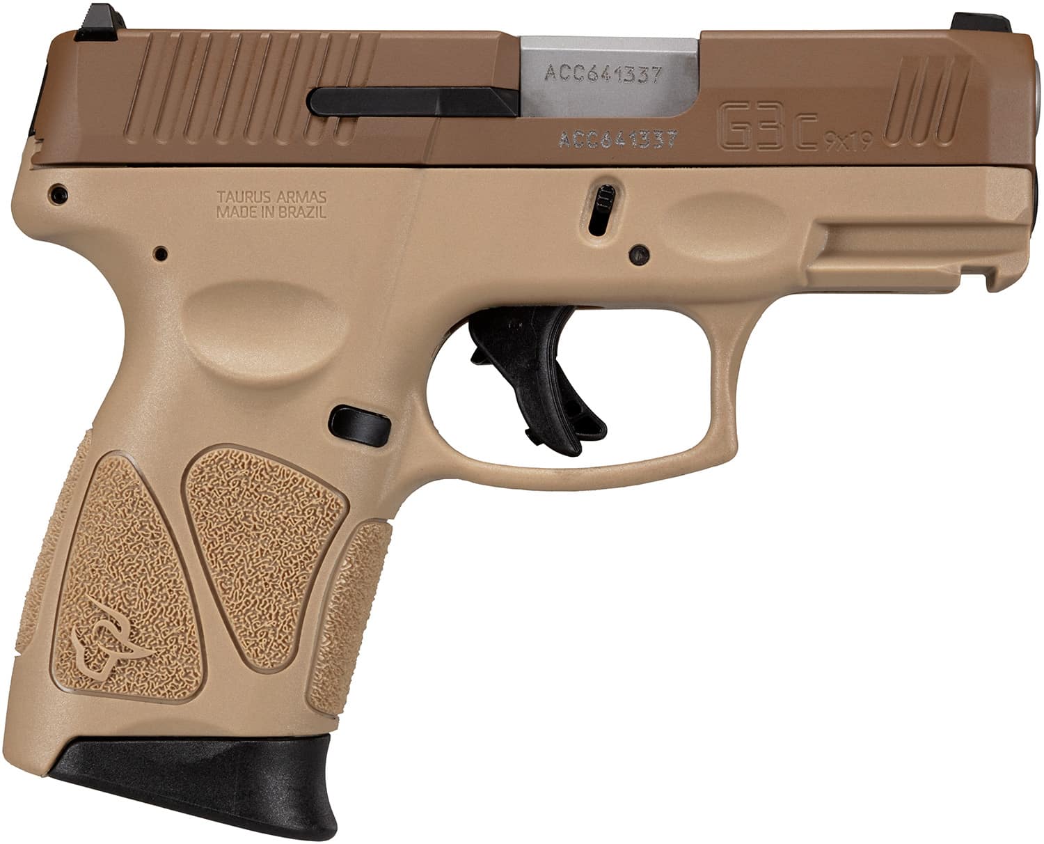 Taurus 1G3C93ETMA G3C *MA Compliant 9mm Luger 10+1 3.26" Matte Coyote Brown Barrel, Coyote Cerakote Serrated Steel Slide, Tan Polymer Frame w/Picatinny Rail, Tan Polymer Grips