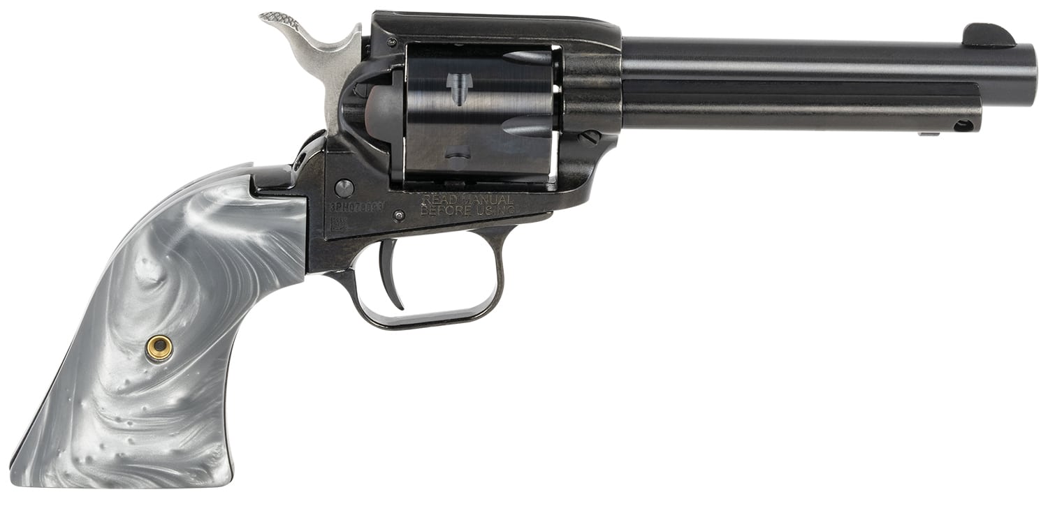 Heritage Mfg RR22B4GPRL Rough Rider 22 LR 6 Shot 4.75" Black Barrel & Cylinder Black Frame, Altamont Gray Pearl Grips