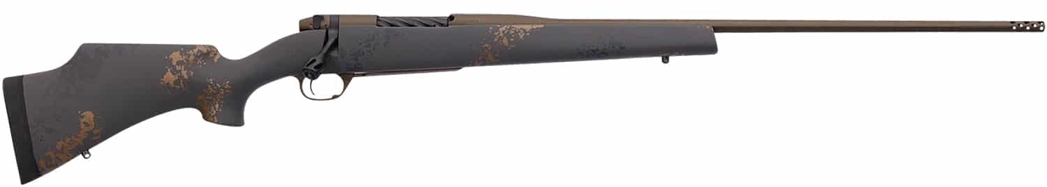 Weatherby MCU03N65RWR6B Mark V Camilla Ultra Lightweight Compact 6.5 Wthby RPM 4+1 24" Barrel, Midnight Bronze Cerakote Metal Finish, Black with Smoke/Gold Sponge Accents Monte Carlo Stock