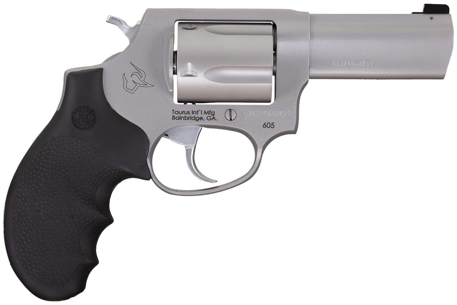 Taurus 2-60539NS 605 Defender Small 357 Mag/38 Special +P 5 Shot 3" Matte Stainless Steel Barrel, Cylinder & Frame, Hogue Finger Grooved Grip, Transfer Bar Safety, Exposed Hammer