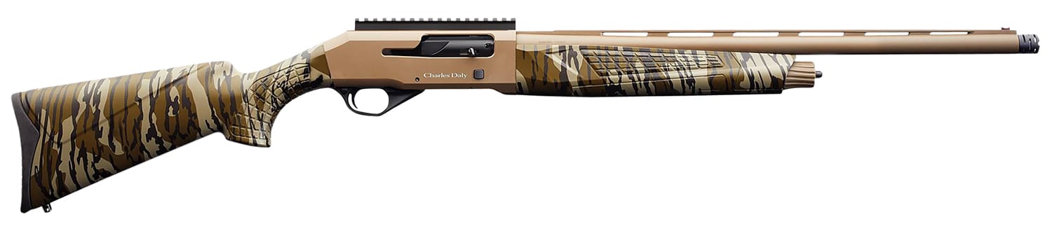 Charles Daly 930313 601 12 Gauge 4+1 3" 24" Vent Rib Barrel, Flat Dark Earth Aluminum Receiver, Mossy Oak Bottomland Synthetic Stock, Fiber Optic Front/Picatinny Rail Rear, Includes 3 Choke Tubes