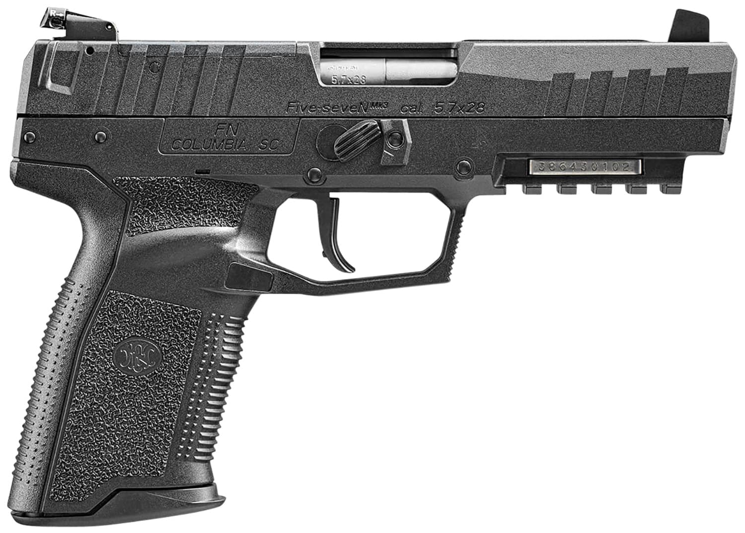 FN 66101276 Five-seveN MRD 5.7x28mm 10+1 4.80" Black Steel Barrel, Black Optic Ready/Serrated Steel Slide & Polymer Frame w/Picatinny Rail, Black Textured Polymer Grip, Ambidextrous