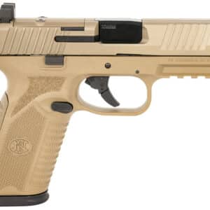 FN 66101380 510 MRD Full Size 10mm Auto 15+1, 4.10" Black Target Crown Steel Barrel, Flat Dark Earth PVD Optic Cut/Serrated Steel Slide & Polymer Frame w/Picatinny Rail, Ambidextrous