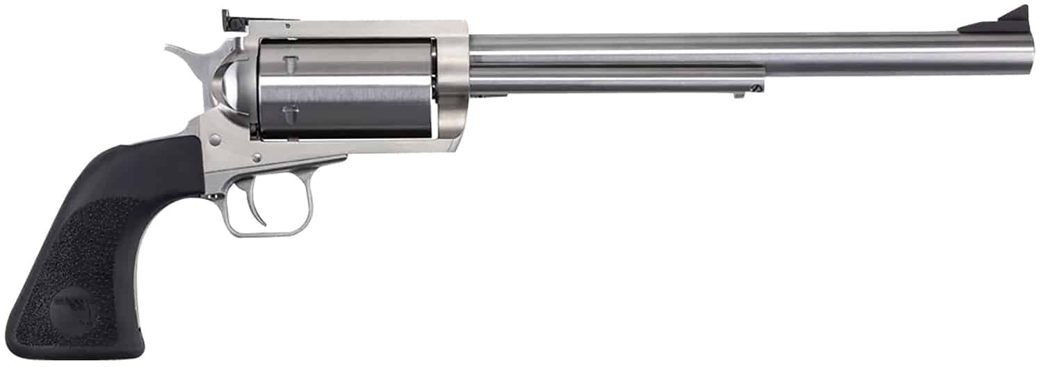 Magnum Research BFR360 BFR Extra Large 360 Buckhammer 6+1 Shot 10" Brushed Stainless Steel Barrel & Cylinder, Stainless Stainless Steel Frame, Black Rubber Grip, Exposed Hammer