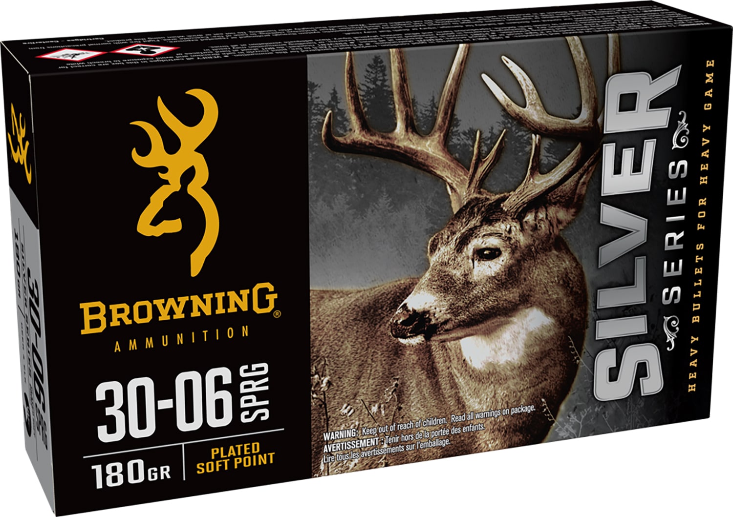 Browning Ammo B192630061 Silver 30-06Springfield 180gr Plated Soft Point 20 Per Box/10 Case