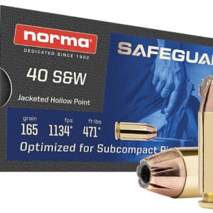 Norma Ammunition 801407887 Safeguard 40S&W 165gr Jacketed Hollow Point 50 Per Box/20 Case