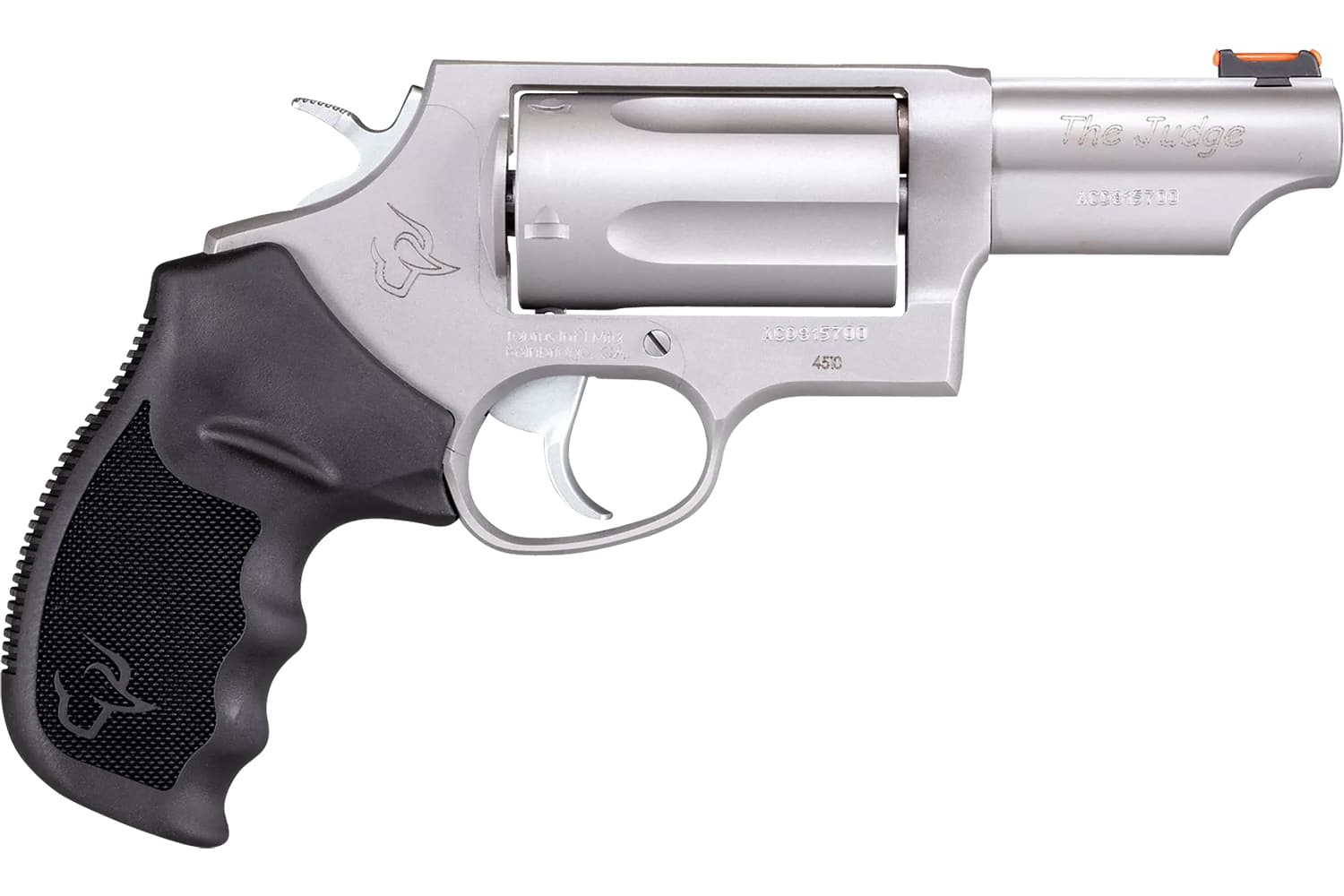 Taurus 2-441039T Judge Compact 45 Colt (Long Colt)/410 Bore 5rd Shot 3" Matte Stainless Steel Barrel, Cylinder & Frame, Black Ribber Grip, Transfer Bar Safety, Exposed Hammer