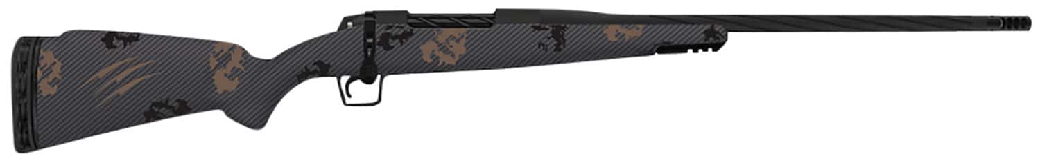 Fierce Firearms TWROG270WIN22BT Twisted Rogue 270 Win 22" Armour Lube Black Steel Threaded Barrel, Drilled & Tapped Steel Receiver, LR Negative Comb Trophy Camo Carbon Fiber Stock