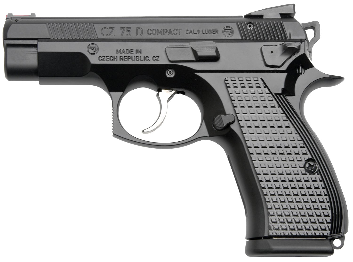 Cz Custom Shop 91048 CZ 75 D PCR Compact Frame 9mm Luger 15+1 3.90" Steel Barrel Black, Serrated Black Slide, Polycoat Aluminum Frame w/Beavertail, Black Checkered Aluminum Grip