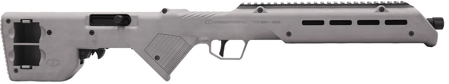 Desert Tech TRKRF2218GRY TREK-22 Gray Compact 22 LR 10+1 18" Free Floating Steel Barrel, Picatinny Rail Receiver, M-LOK Handguards, Fixed Polymer Stock, Suppressor Ready