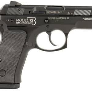 CZ-USA 91123 75D 50th Anniversary Compact Frame 9mm Luger 15+1 3.75" Black Barrel, Black Steel Serrated Slide, Black Aluminum Frame w/Beavertail, Black Rubber Grip