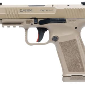 Canik HG7885CAD-N Mete MC9LS *CA Compliant 9mm Luger 10+1 3.63" Black Steel Barrel, Desert Cerakote Steel Serrated Slide, Flat Dark Earth Polymer Frame w/Picatinny Rail, Interchangeable Backstrap Grip