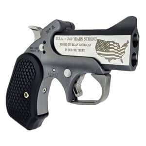 Bond Arms BA30THXL-45LC/410 30th XL 45 Colt (Long Colt)/410 Gauge 2 Shot 3" Engraved Matte Stainless Steel Barrel, Rough Matte Stainless Steel Frame, Black B6 Resin Grips