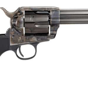 Taylors & Company 200109 1873 Pietta 9mm Luger 6 Shot 4.75" Blued Round Barrel, Blued Cylinder, Color Case Hardened Steel Frame, Black Checkered Plastic Navy Grip, Manual Safety, Exposed Hammer