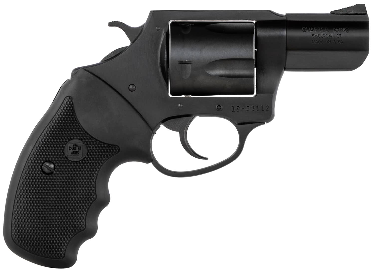 Charter Arms 63520 Mag Pug Large 357 Mag, 5 Shot 2.20" Black Nitride Steel Barrel, Cylinder & Frame w/Black Finger Grooved Rubber Grip