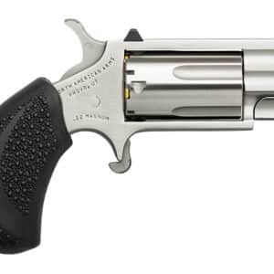 North American Arms PUGD Pug  22 WMR 5 Shot 1" Stainless Steel Barrel, Frame & Cylinder, Black Pebbled Rubber Grip, Exposed Hammer