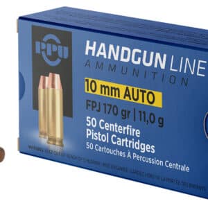 PPU PPH10F Handgun 10mmAuto 170gr Flat Point Jacketed 50 Per Box/10 Case