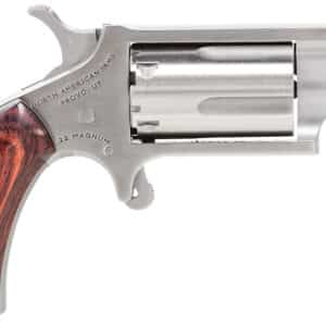 North American Arms 22MSP Mini-Revolver 22 WMR 5 Shot 1.13" Stainless Steel Ported Barrel, Frame & Cylinder, Rosewood Birdshead Grip, Exposed Hammer