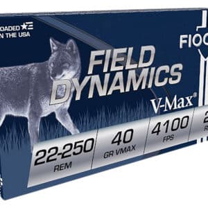 Fiocchi 22250HVB Field Dynamics  22-250Rem 40gr Hornady V Max 20 Per Box/10 Case