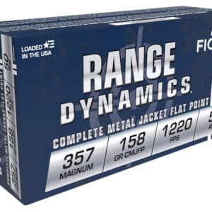 Fiocchi 357GCMJ Range Dynamics  357Mag 158gr Copper Metal Jacket Flat Point 50 Per Box/20 Case