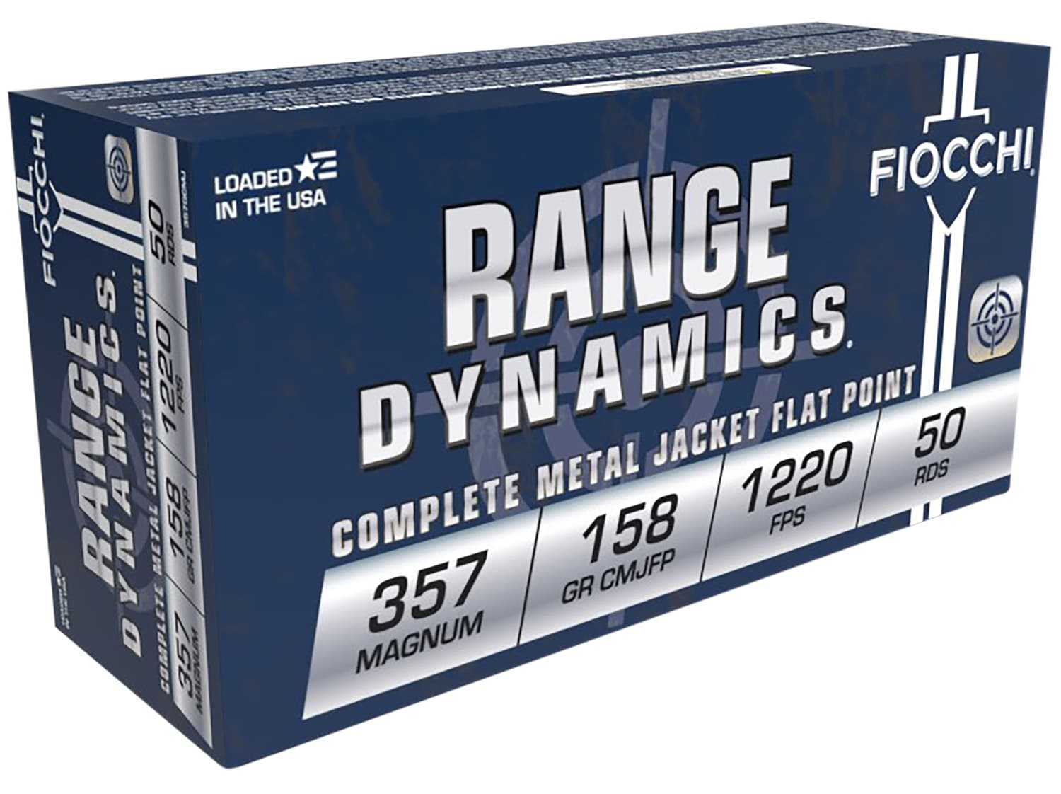 Fiocchi 357GCMJ Range Dynamics 357Mag 158gr Copper Metal Jacket Flat Point 50 Per Box/20 Case