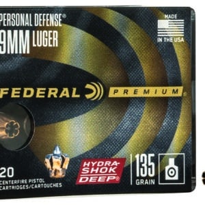 Federal P9HSD1 Premium Personal Defense 9mmLuger 135gr Hydra-Shok Deep Hollow Point 20 Per Box/10 Case