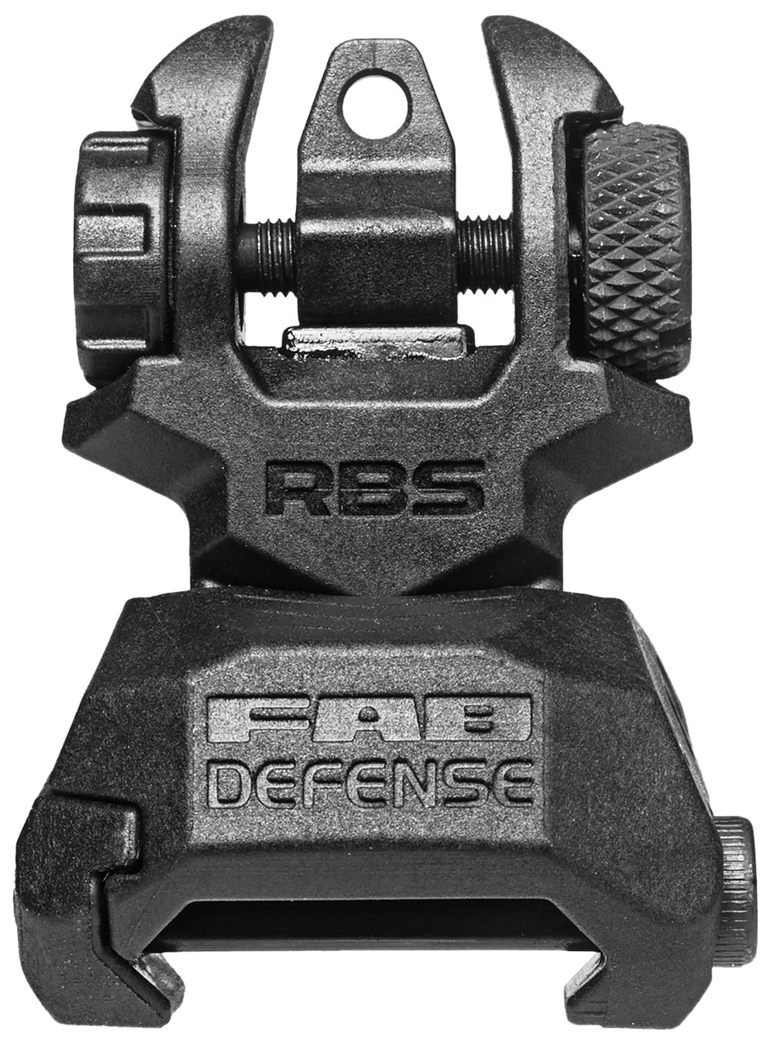 FAB Defense FXRBS Rear Back-Up Sight for AR-15/ M16/ M4 Dual Aperture Low Folded Profile Spring-Locked Deployment Black Polymer & Metal
