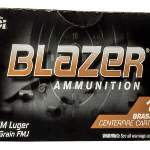 CCI 51991BB Blazer Brass Handgun 9mmLuger 115gr Full Metal Jacket 100 Per Box/5 Case