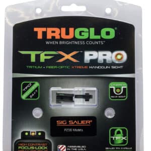 TruGlo TG13SG3PC TFX Pro Black | Green Tritium & Fiber Optic Orange Outline Front Sight Green Tritium & Fiber Optic Rear Sight