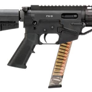 Freedom Ordnance FX9P4 FX-9 9mm Luger 31+1 4.50" Black Nitride Chromoly Steel Barrel Black Hard Coat Anodized Black KAK Shockwave Pistol Brace Black Polymer Grips Right Hand