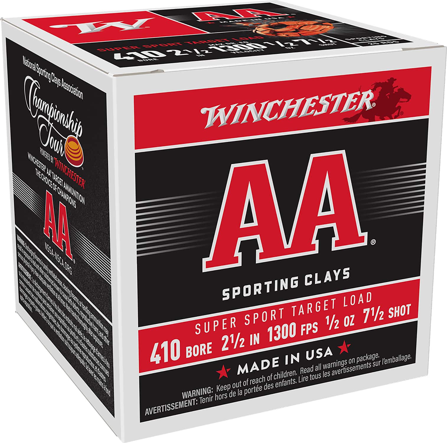 Winchester Ammo AASC417 AA Super Sport Sporting Clay 410Gauge 2.50" 1/2oz 7.5Shot 25 Per Box/10 Case