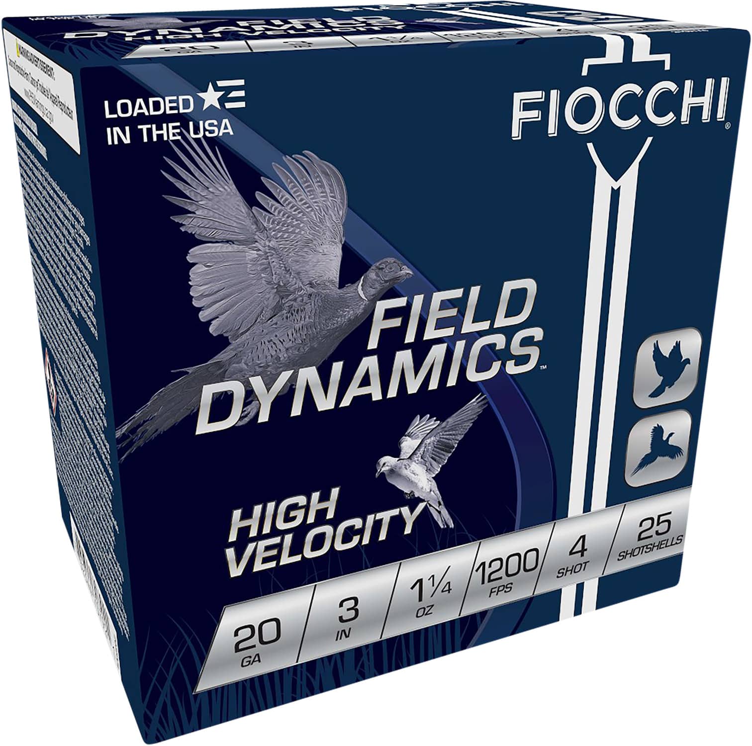 Fiocchi 203HV4 Field Dynamics High Velocity 20Gauge 3" 1 1/4oz 4Shot 25 Per Box/10 Case